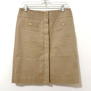 Talbots Khakis Gold Button Down Skirt